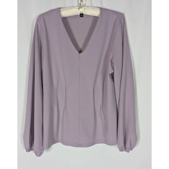 Ann Taylor Tops - Ann Taylor Blouse L Women's Purple Vneck Long Sleeve Pleated Workwear Career